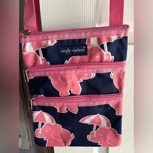 Simply Southern Navy and Pink Elephant crossbody